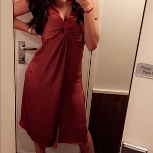 State of Being - Flowy Silk Midi Dress Rust Medium